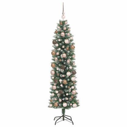 Albero di Natale Artificiale Sottile con 300 LED Verde 180 cm