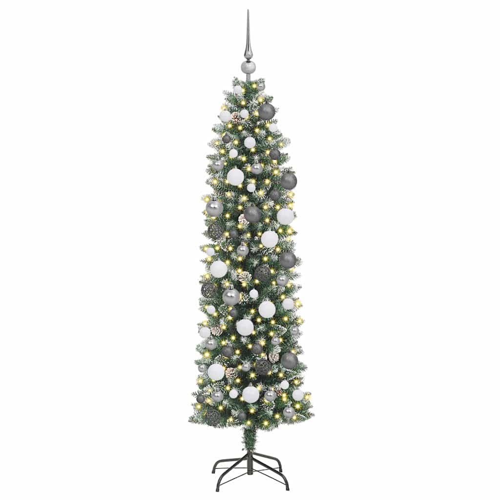 Albero di Natale Artificiale Sottile con 300 LED Verde 180 cm