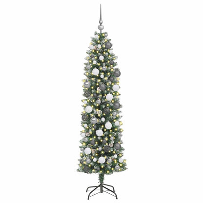 Albero di Natale Artificiale Sottile con 300 LED Verde 180 cm