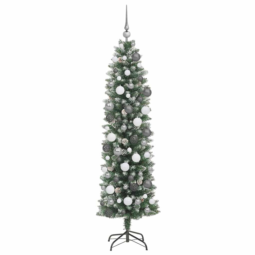 Albero di Natale Artificiale Sottile con 300 LED Verde 180 cm