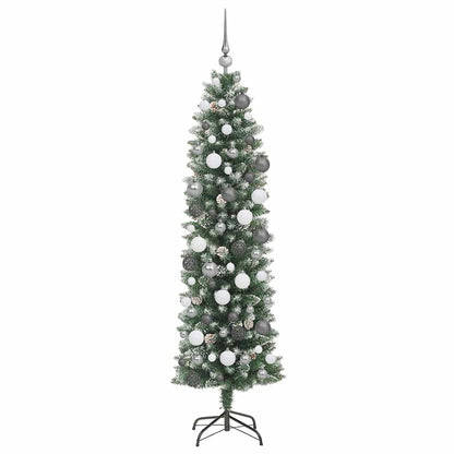 Albero di Natale Artificiale Sottile con 300 LED Verde 180 cm