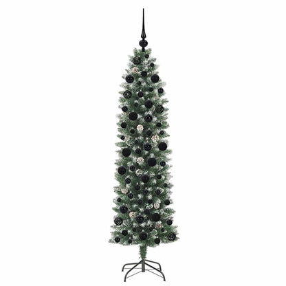 Albero di Natale Artificiale Sottile Verde e bianco 180 cm