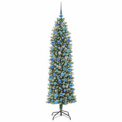 Albero di Natale Artificiale Sottile Verde e bianco 180 cm