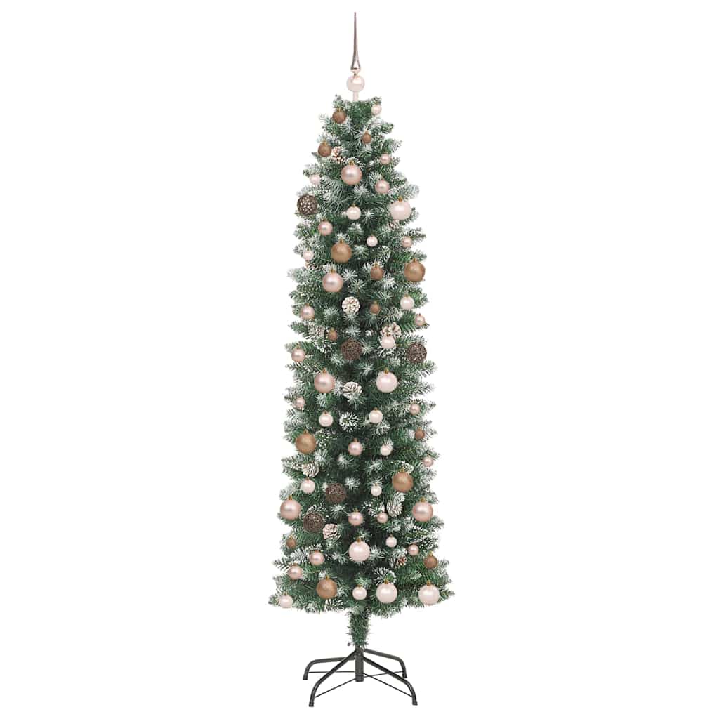 Albero di Natale Artificiale Sottile con 300 LED Verde 210 cm