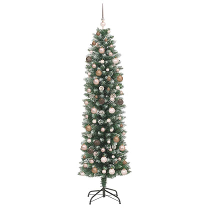Albero di Natale Artificiale Sottile con 300 LED Verde 210 cm