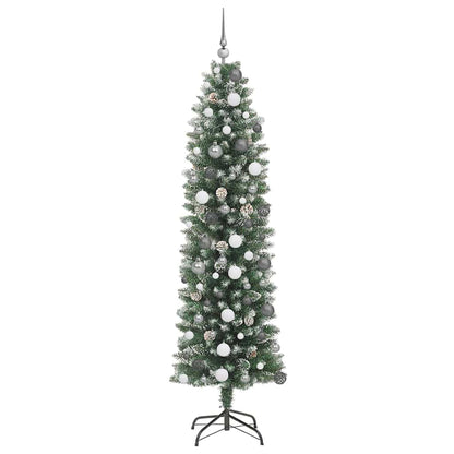 Albero di Natale Artificiale Sottile con 300 LED Verde 210 cm