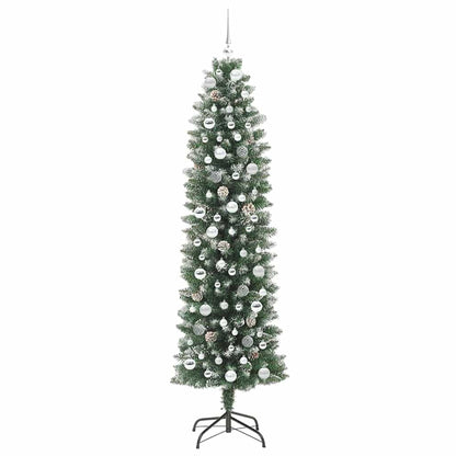 Albero di Natale Artificiale Sottile Verde e bianco 210 cm