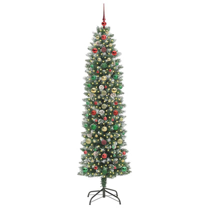 Albero di Natale Artificiale Sottile Verde e bianco 210 cm