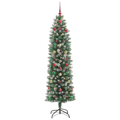 Albero di Natale Artificiale Sottile Verde e bianco 210 cm