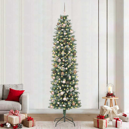 Albero di Natale Artificiale Sottile con 300 LED Verde 240 cm