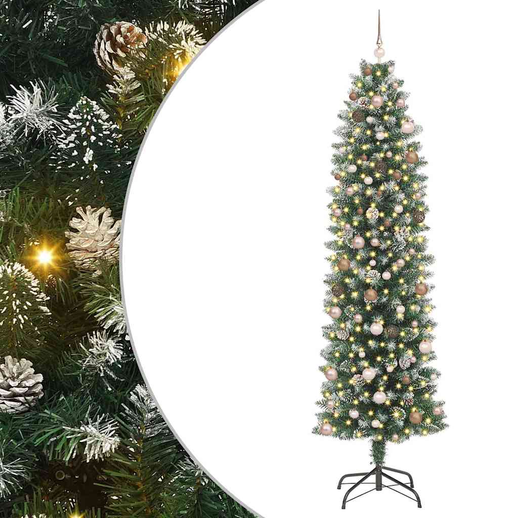 Albero di Natale Artificiale Sottile con 300 LED Verde 240 cm