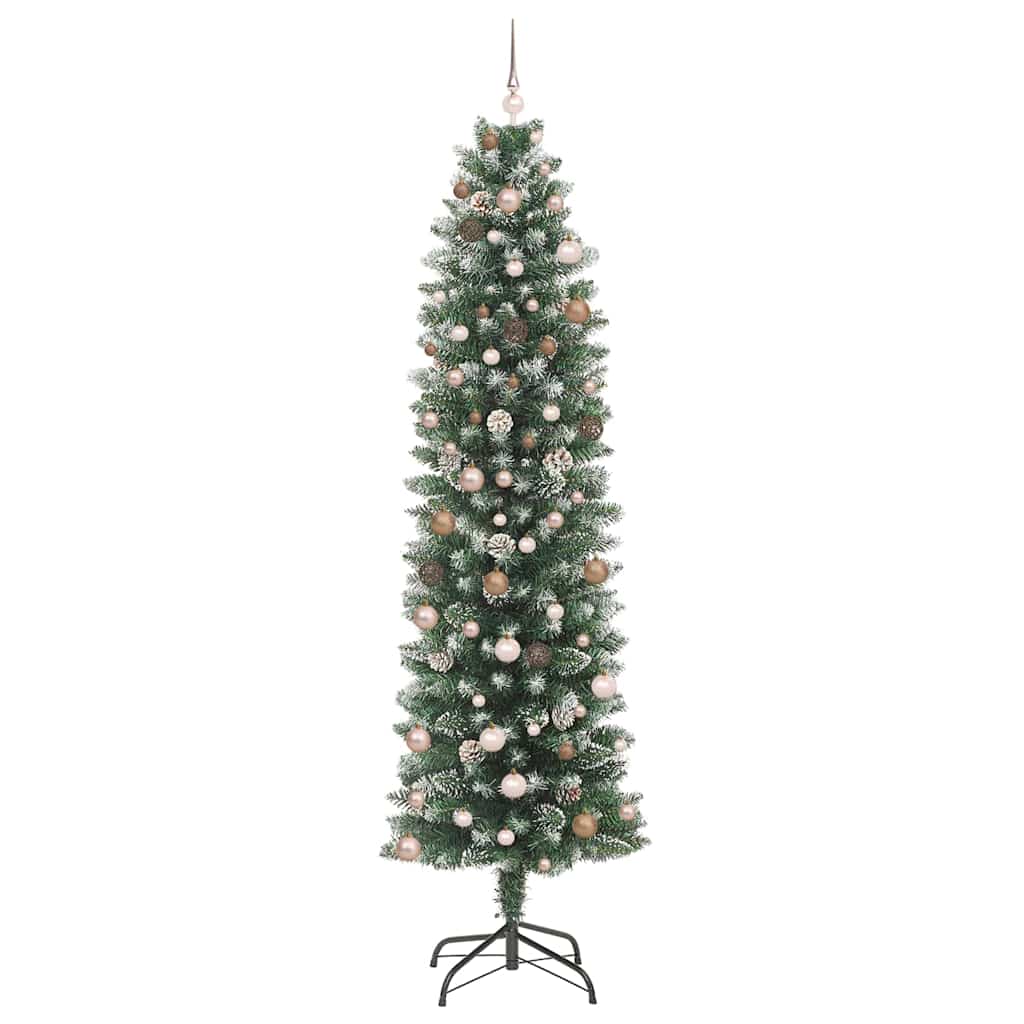 Albero di Natale Artificiale Sottile con 300 LED Verde 240 cm