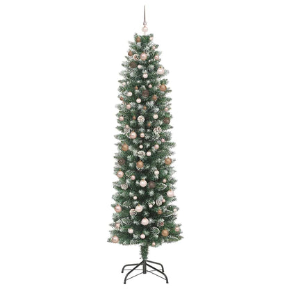Albero di Natale Artificiale Sottile con 300 LED Verde 240 cm