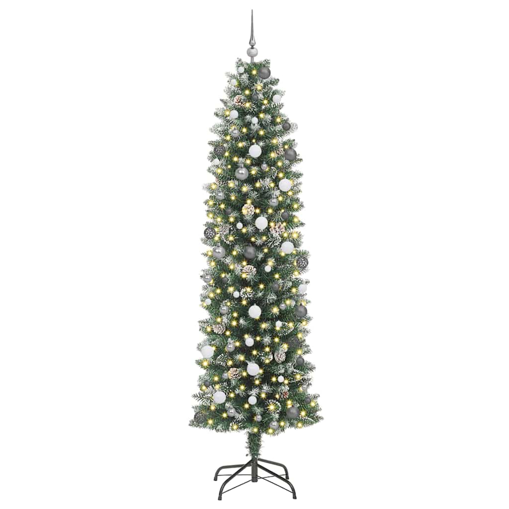 Albero di Natale Artificiale Sottile con 300 LED Verde 240 cm