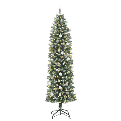 Albero di Natale Artificiale Sottile con 300 LED Verde 240 cm