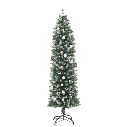 Albero di Natale Artificiale Sottile con 300 LED Verde 240 cm