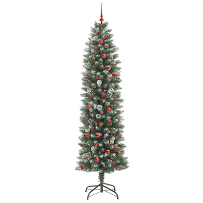 Albero di Natale Artificiale Sottile Verde e bianco 240 cm