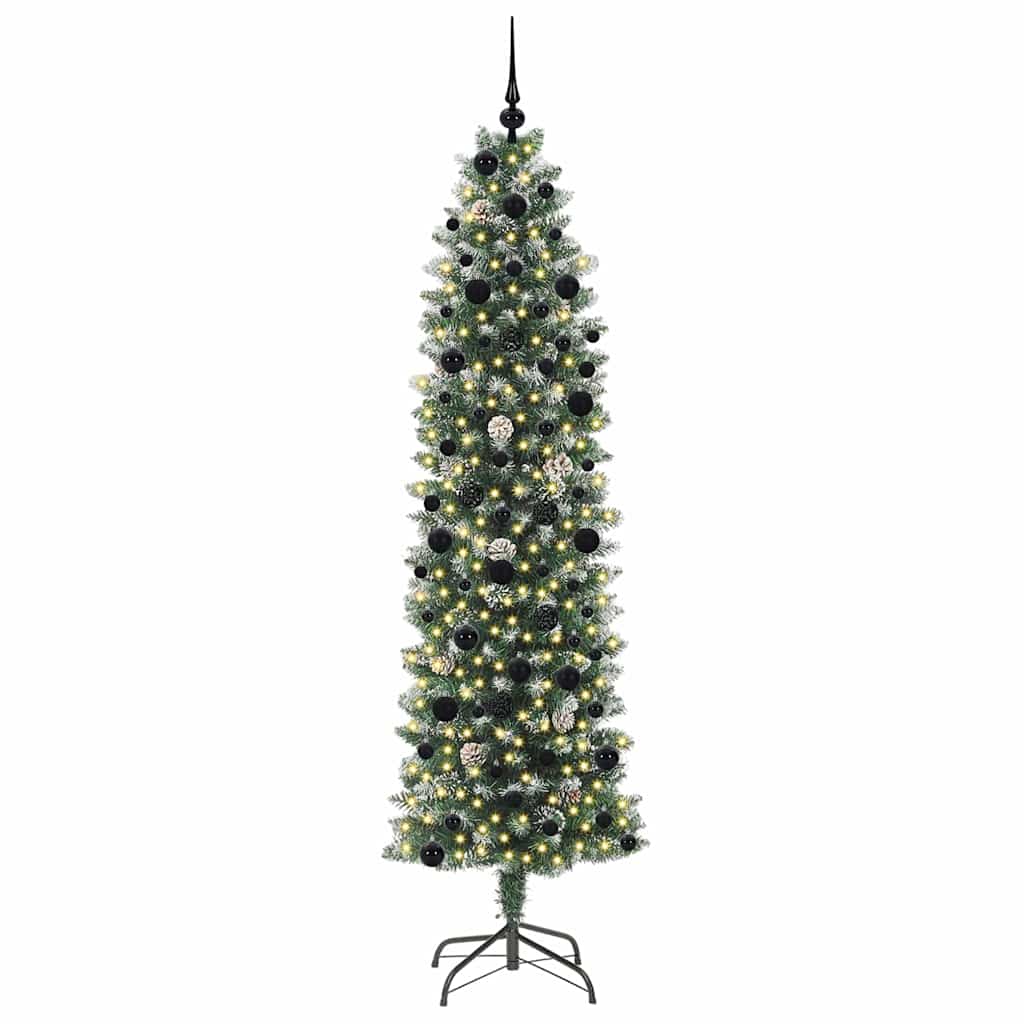 Albero di Natale Artificiale Sottile Verde e bianco 240 cm
