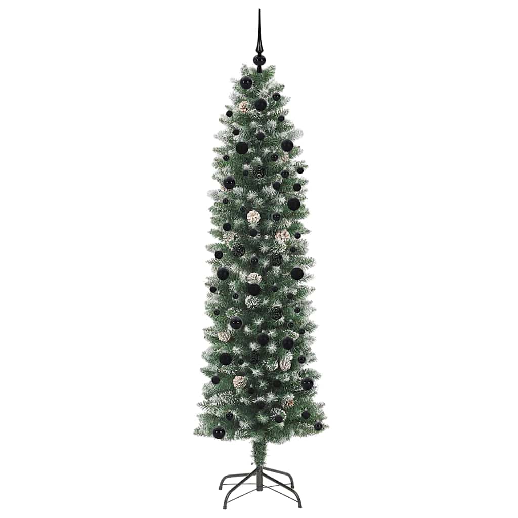 Albero di Natale Artificiale Sottile Verde e bianco 240 cm