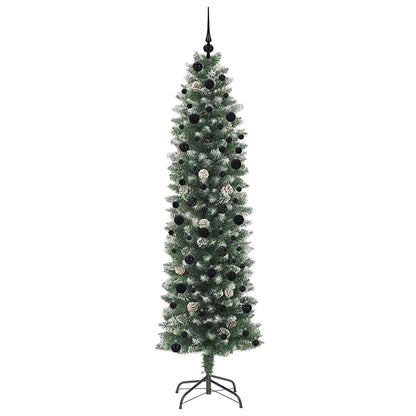 Albero di Natale Artificiale Sottile Verde e bianco 240 cm