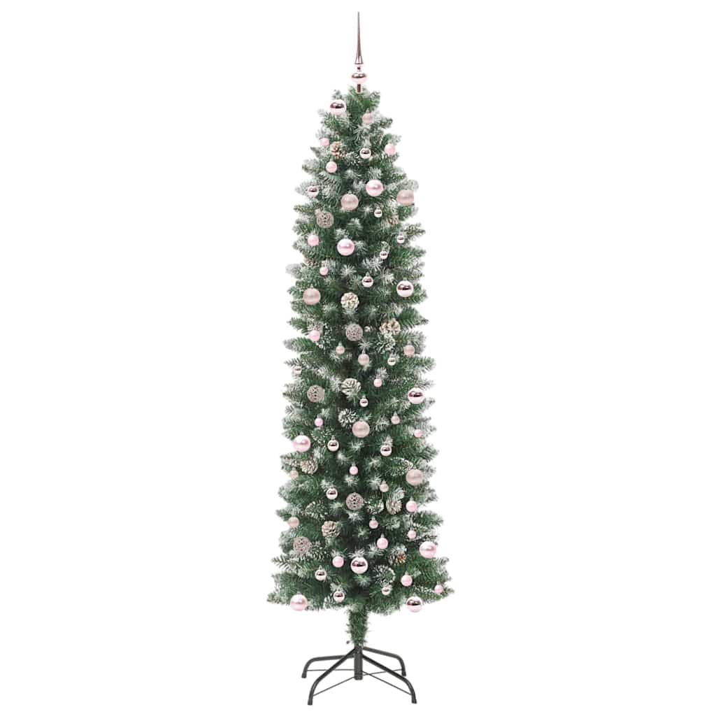 Albero di Natale Artificiale Sottile Verde e bianco 240 cm