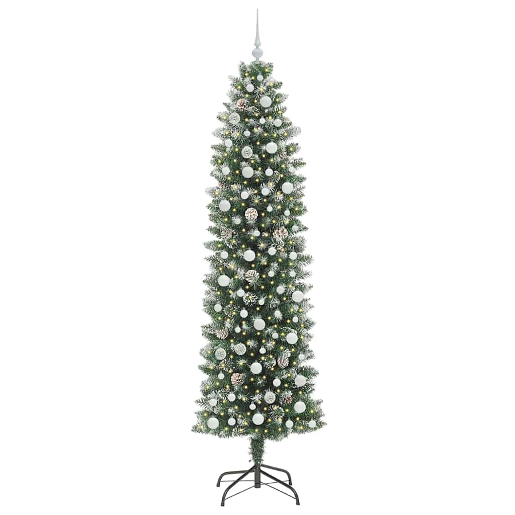 Albero di Natale Artificiale Sottile Verde e bianco 240 cm