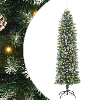 Albero di Natale Artificiale Sottile Verde e bianco 240 cm