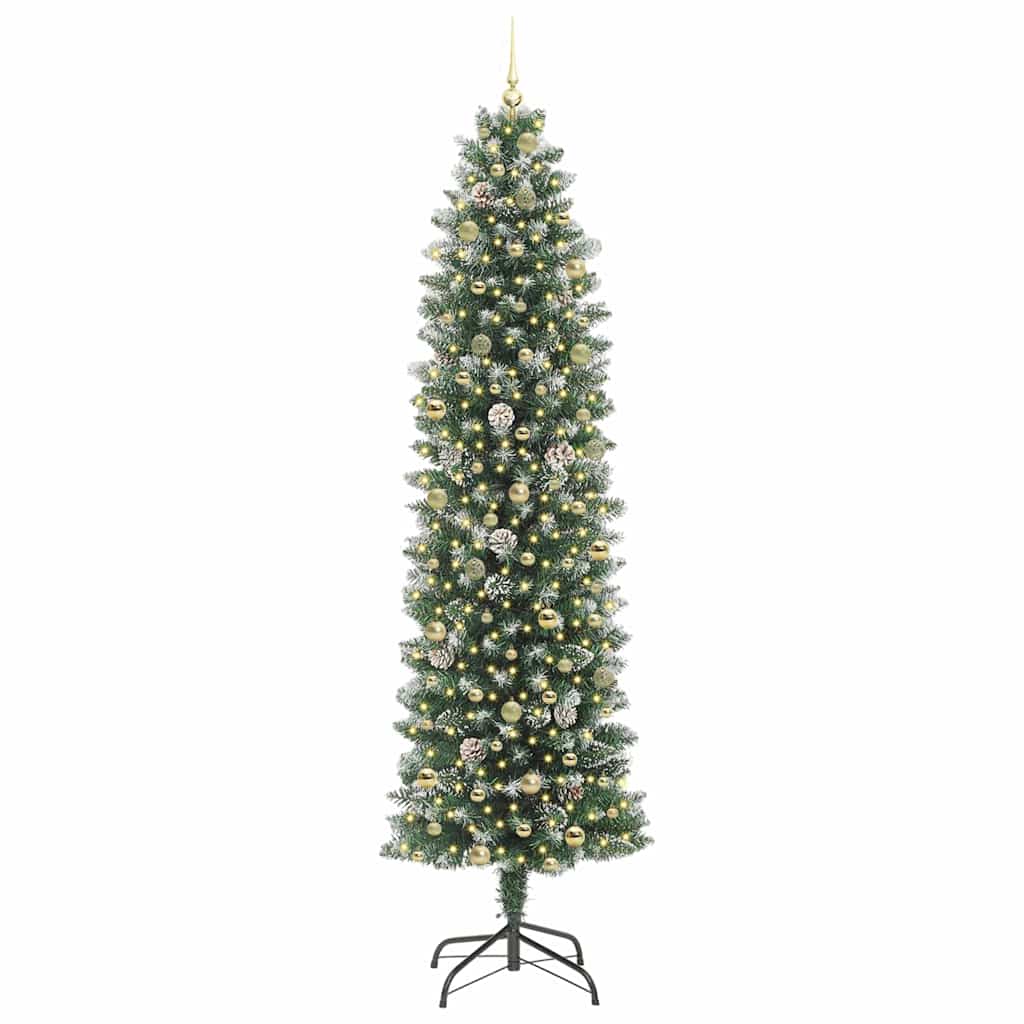 Albero di Natale Artificiale Sottile Verde e bianco 240 cm