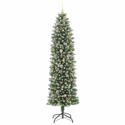 Albero di Natale Artificiale Sottile Verde e bianco 240 cm