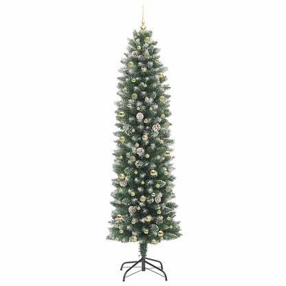 Albero di Natale Artificiale Sottile Verde e bianco 240 cm
