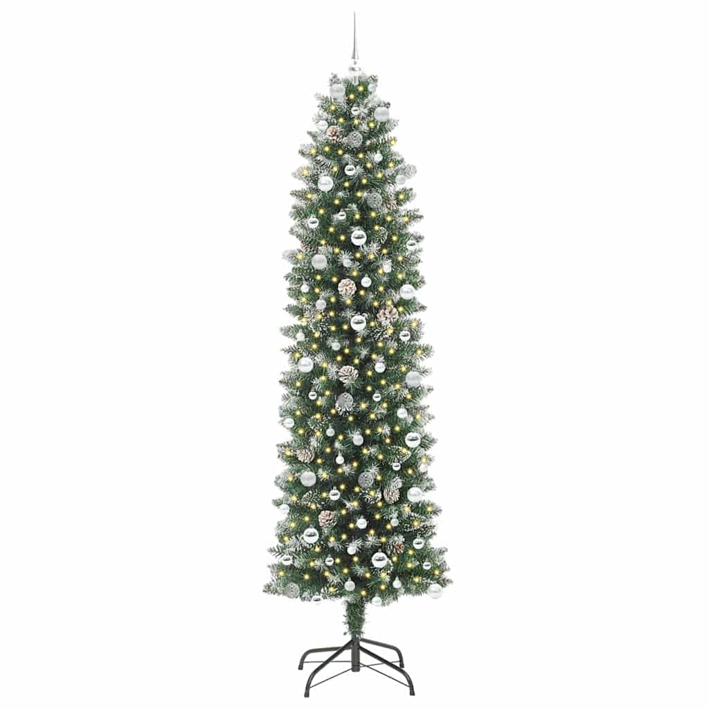 Albero di Natale Artificiale Sottile Verde e bianco 240 cm