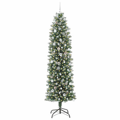 Albero di Natale Artificiale Sottile Verde e bianco 240 cm