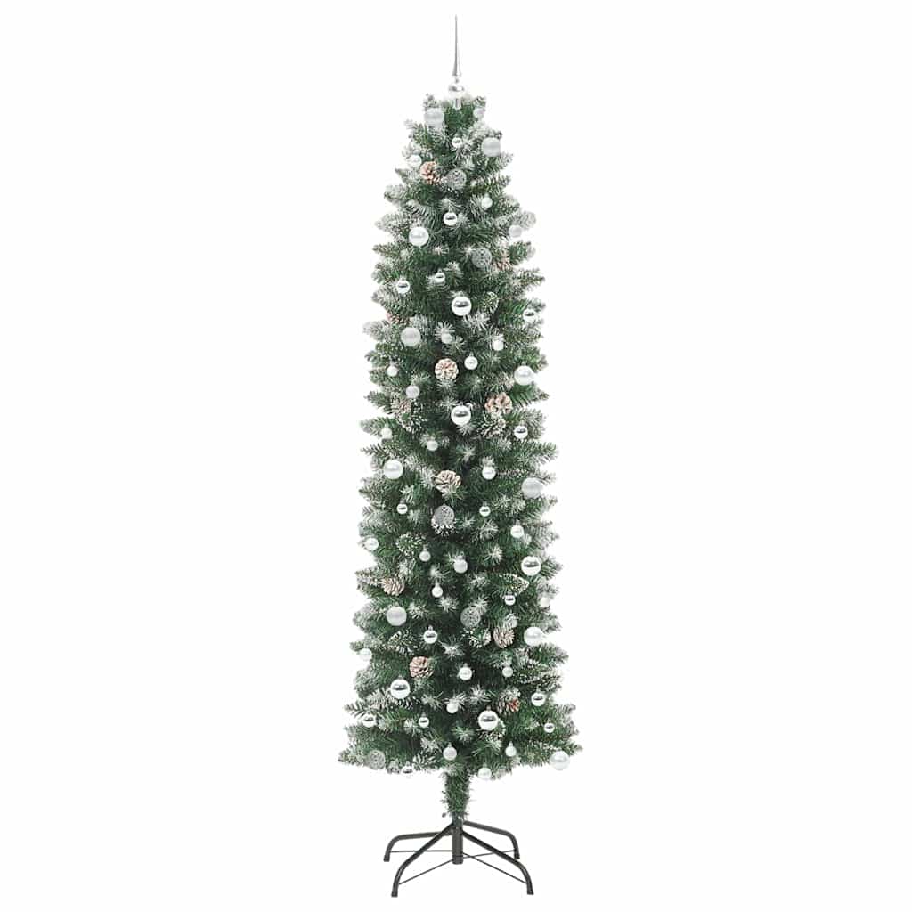 Albero di Natale Artificiale Sottile Verde e bianco 240 cm