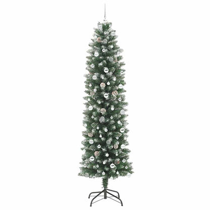 Albero di Natale Artificiale Sottile Verde e bianco 240 cm