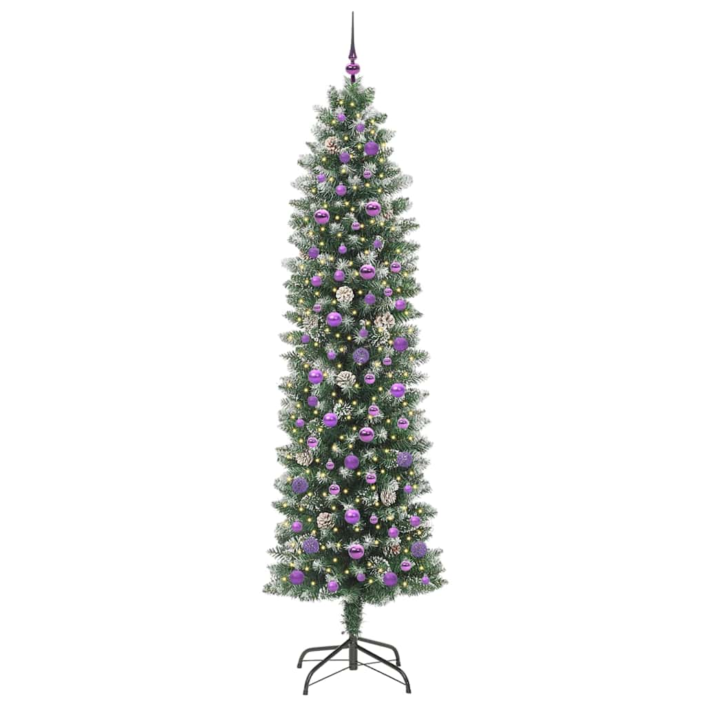 Albero di Natale Artificiale Sottile Verde e bianco 240 cm