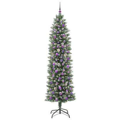 Albero di Natale Artificiale Sottile Verde e bianco 240 cm