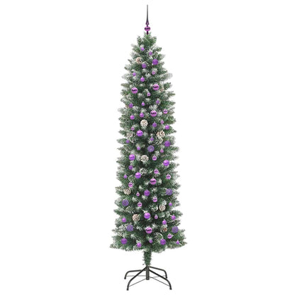 Albero di Natale Artificiale Sottile Verde e bianco 240 cm