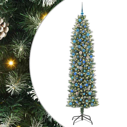 Albero di Natale Artificiale Sottile Verde e bianco 240 cm