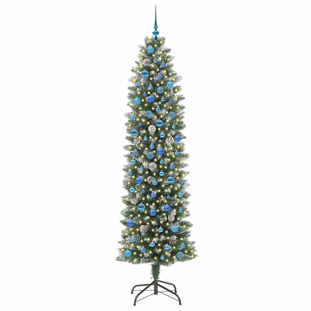 Albero di Natale Artificiale Sottile Verde e bianco 240 cm