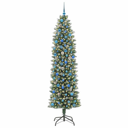 Albero di Natale Artificiale Sottile Verde e bianco 240 cm