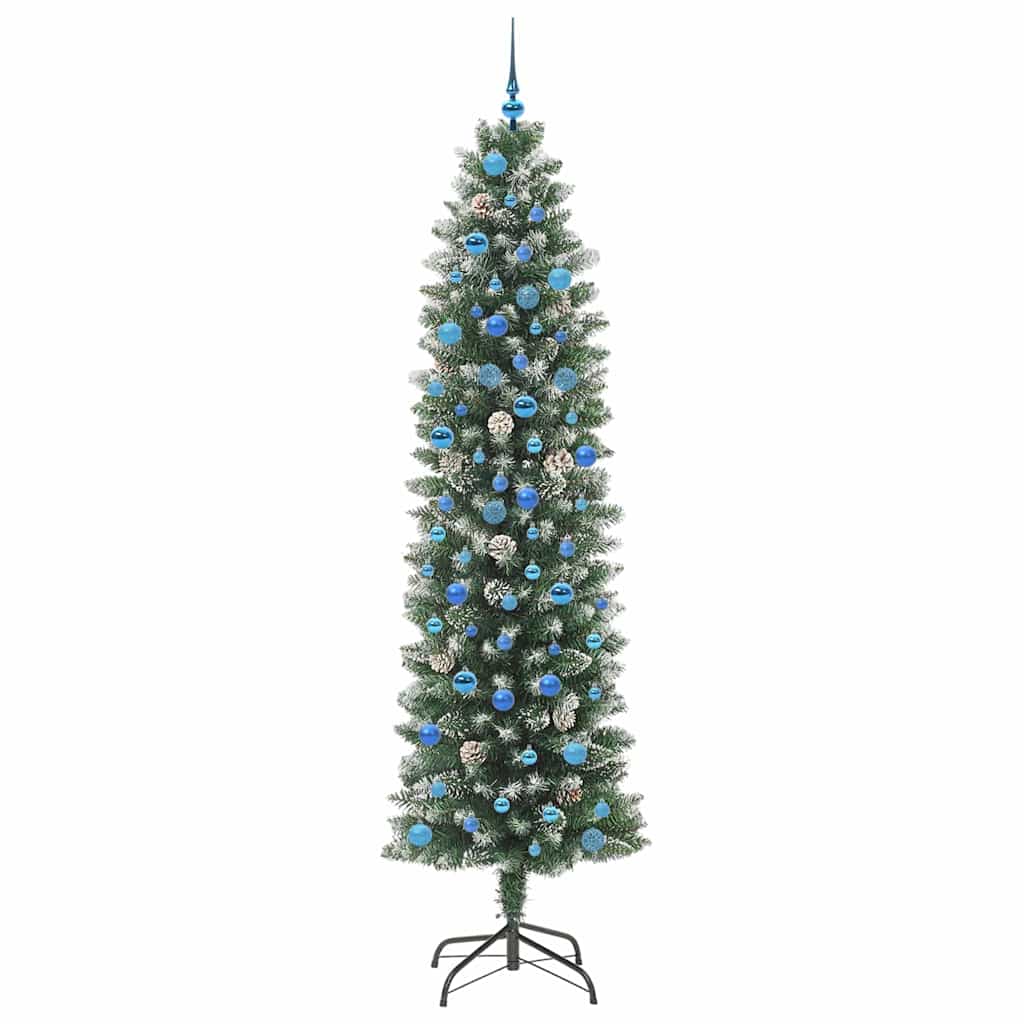 Albero di Natale Artificiale Sottile Verde e bianco 240 cm