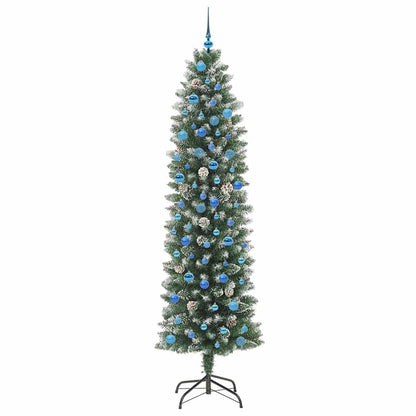Albero di Natale Artificiale Sottile Verde e bianco 240 cm