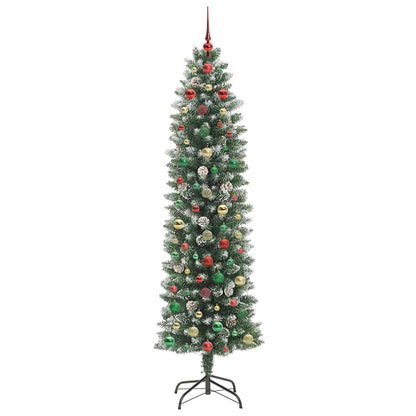 Albero di Natale Artificiale Sottile Verde e bianco 240 cm