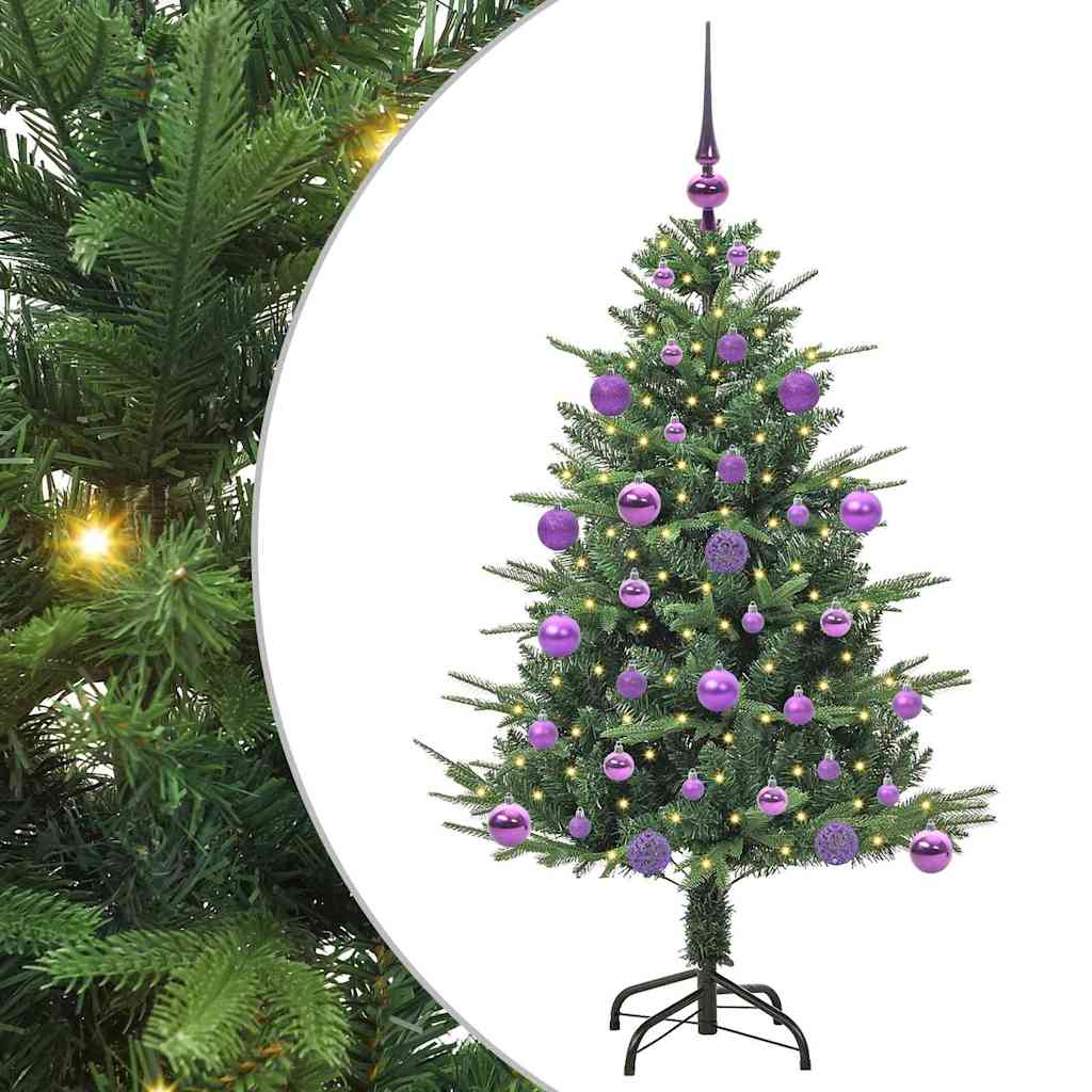 Albero di Natale artificiale preilluminato con set di palline