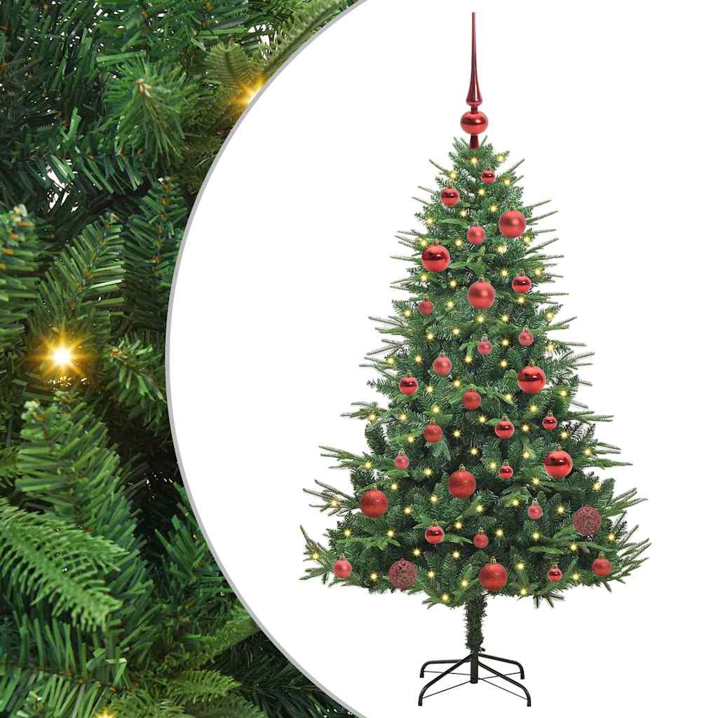 Albero di Natale artificiale preilluminato con set di palline