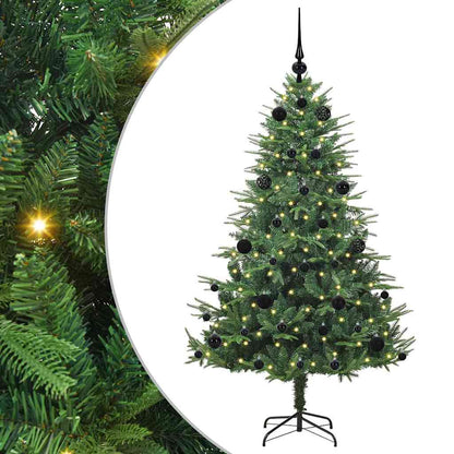 Albero di Natale artificiale preilluminato con set di palline
