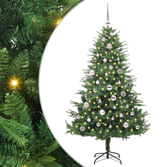 Albero di Natale artificiale preilluminato con set di palline