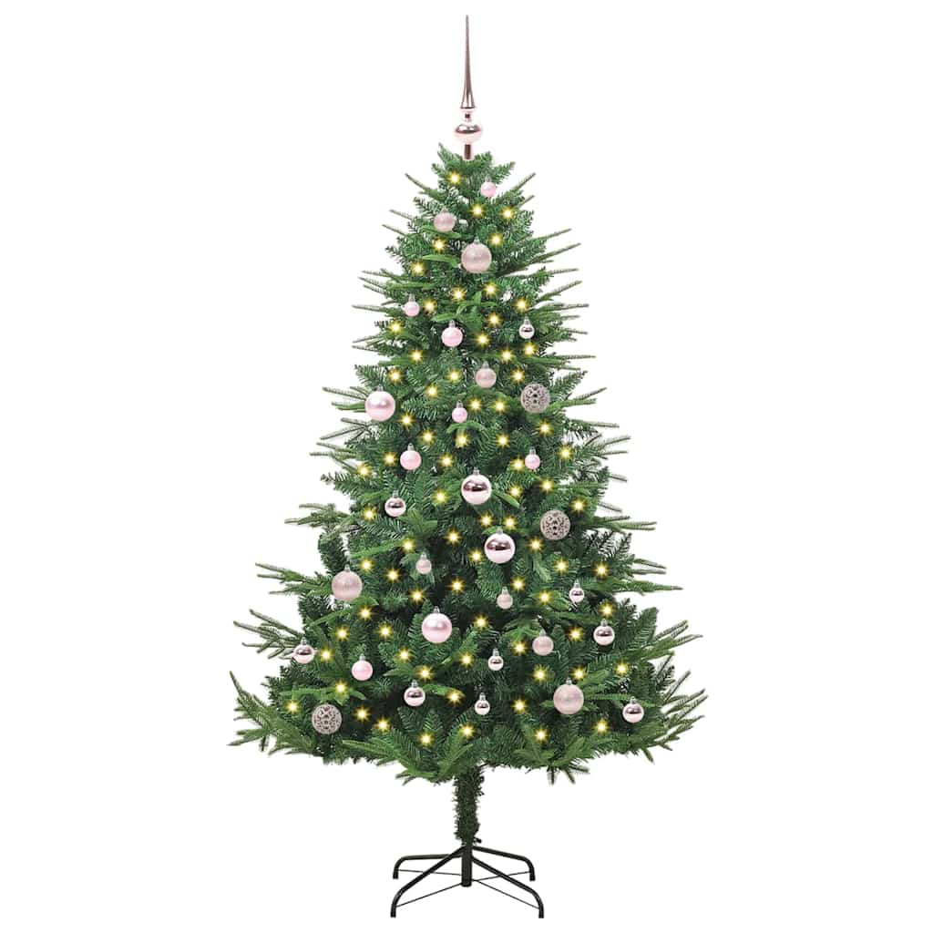 Albero di Natale artificiale preilluminato con set di palline