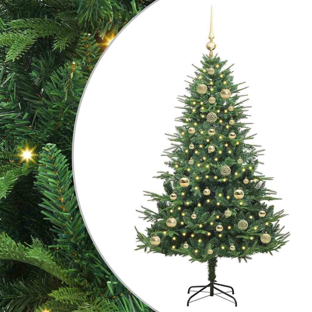 Albero di Natale artificiale preilluminato con set di palline