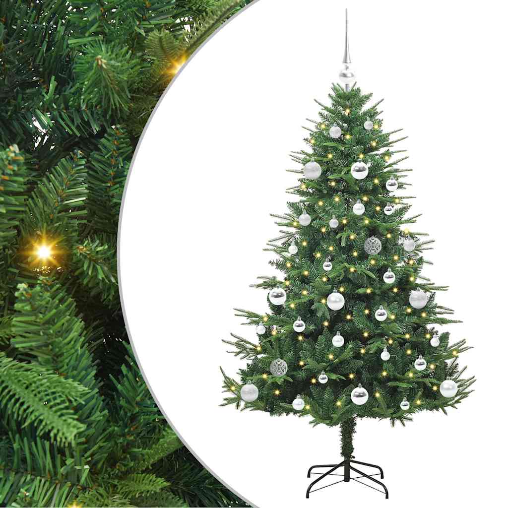 Albero di Natale artificiale preilluminato con set di palline